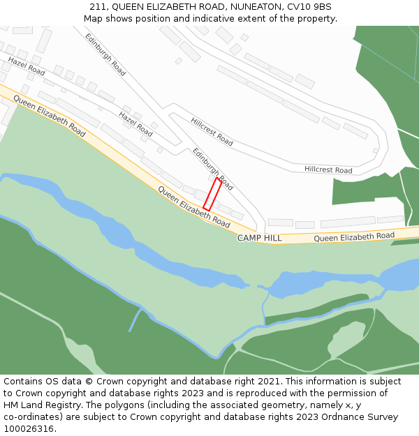 211, QUEEN ELIZABETH ROAD, NUNEATON, CV10 9BS: Location map and indicative extent of plot