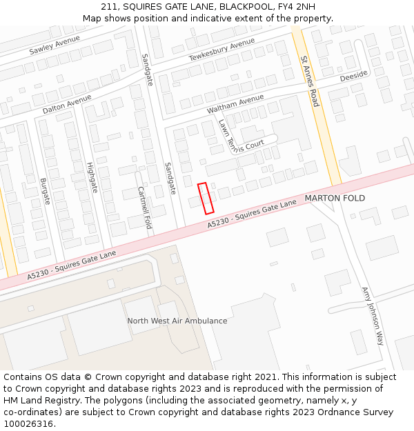 211, SQUIRES GATE LANE, BLACKPOOL, FY4 2NH: Location map and indicative extent of plot