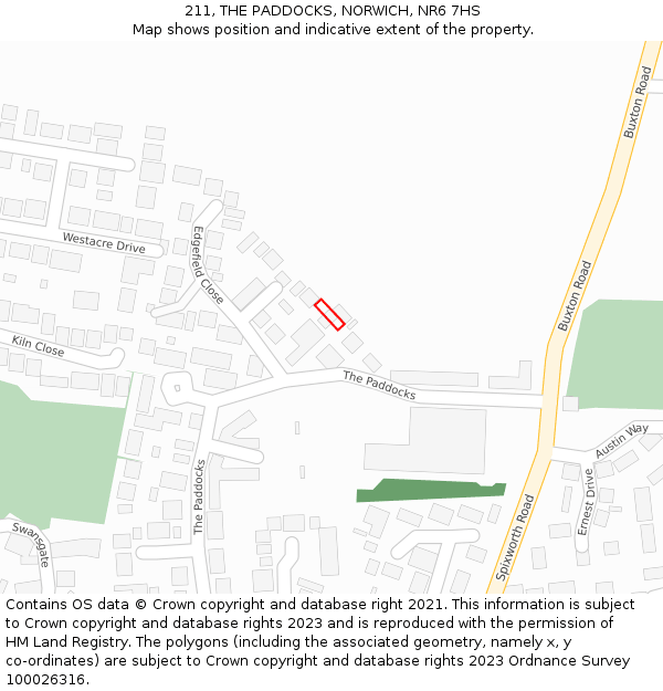 211, THE PADDOCKS, NORWICH, NR6 7HS: Location map and indicative extent of plot