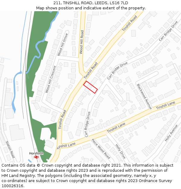 211, TINSHILL ROAD, LEEDS, LS16 7LD: Location map and indicative extent of plot