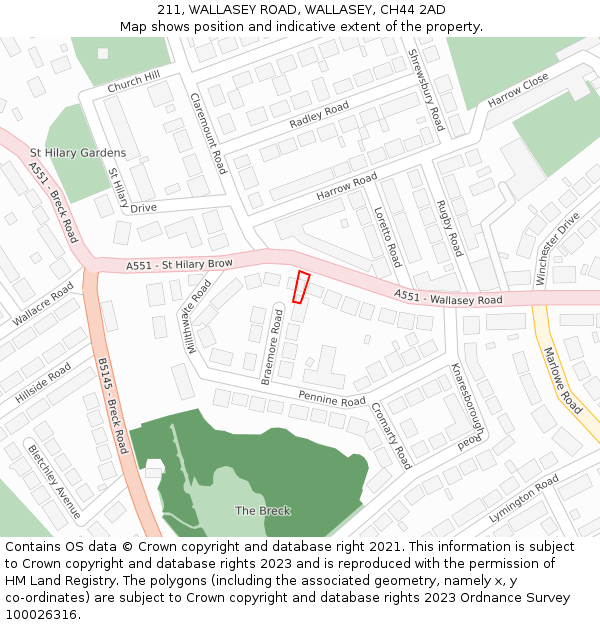 211, WALLASEY ROAD, WALLASEY, CH44 2AD: Location map and indicative extent of plot