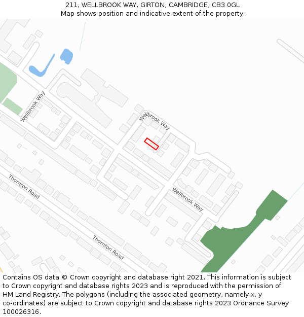 211, WELLBROOK WAY, GIRTON, CAMBRIDGE, CB3 0GL: Location map and indicative extent of plot
