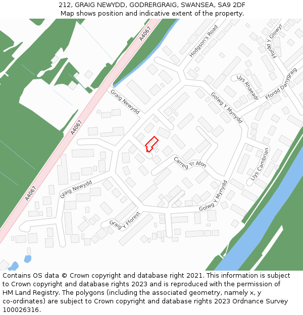 212, GRAIG NEWYDD, GODRERGRAIG, SWANSEA, SA9 2DF: Location map and indicative extent of plot