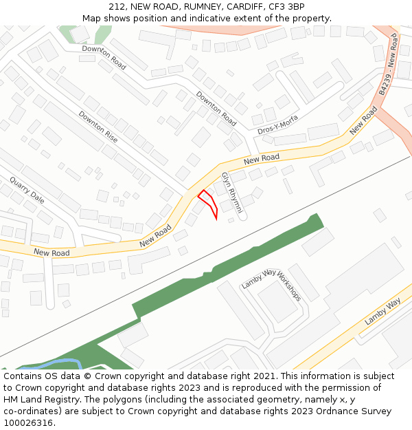 212, NEW ROAD, RUMNEY, CARDIFF, CF3 3BP: Location map and indicative extent of plot