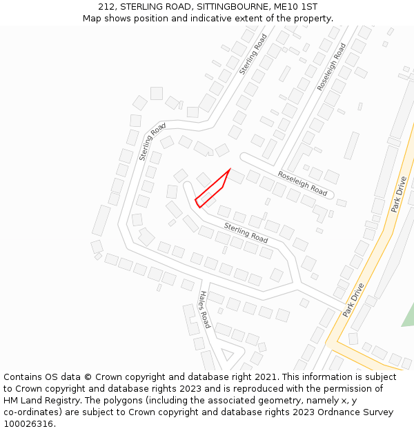 212, STERLING ROAD, SITTINGBOURNE, ME10 1ST: Location map and indicative extent of plot