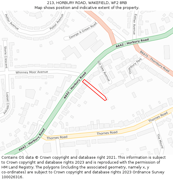 213, HORBURY ROAD, WAKEFIELD, WF2 8RB: Location map and indicative extent of plot