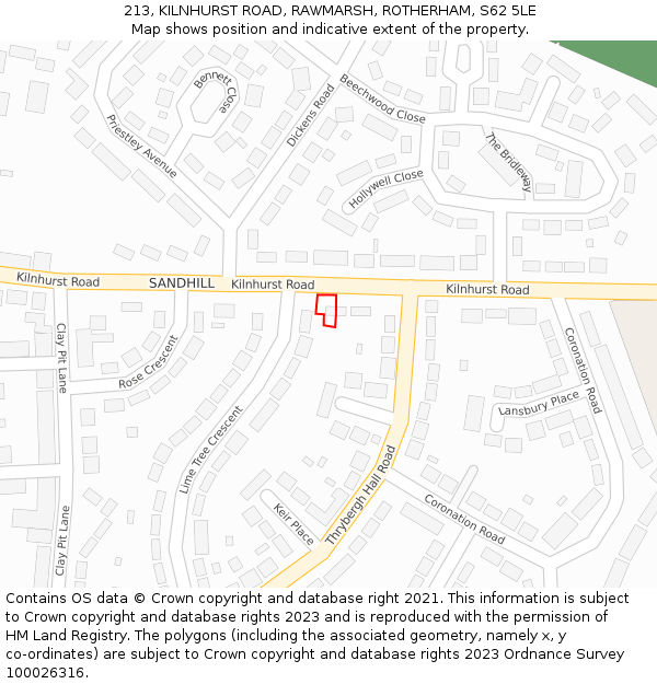 213, KILNHURST ROAD, RAWMARSH, ROTHERHAM, S62 5LE: Location map and indicative extent of plot