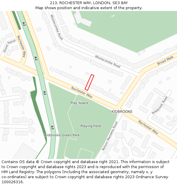 213, ROCHESTER WAY, LONDON, SE3 8AY: Location map and indicative extent of plot