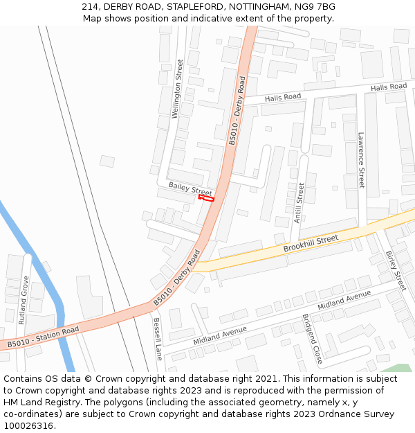 214, DERBY ROAD, STAPLEFORD, NOTTINGHAM, NG9 7BG: Location map and indicative extent of plot