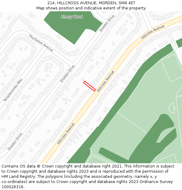 214, HILLCROSS AVENUE, MORDEN, SM4 4ET: Location map and indicative extent of plot