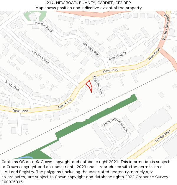 214, NEW ROAD, RUMNEY, CARDIFF, CF3 3BP: Location map and indicative extent of plot