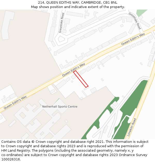 214, QUEEN EDITHS WAY, CAMBRIDGE, CB1 8NL: Location map and indicative extent of plot