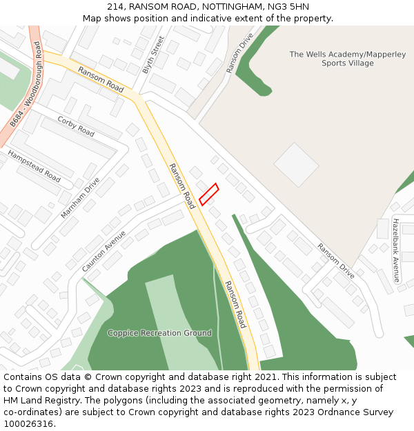 214, RANSOM ROAD, NOTTINGHAM, NG3 5HN: Location map and indicative extent of plot