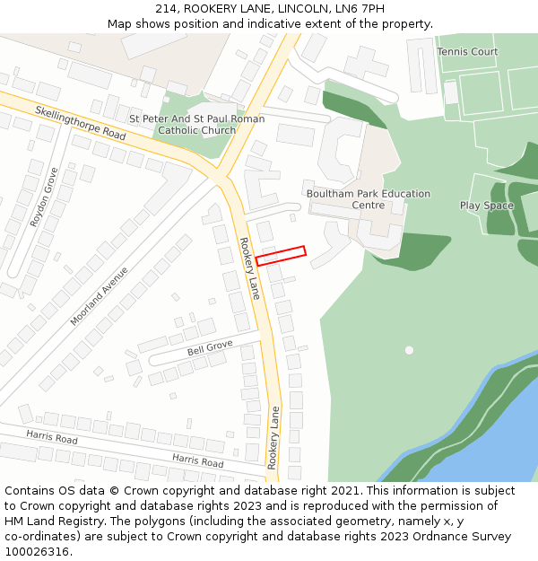 214, ROOKERY LANE, LINCOLN, LN6 7PH: Location map and indicative extent of plot