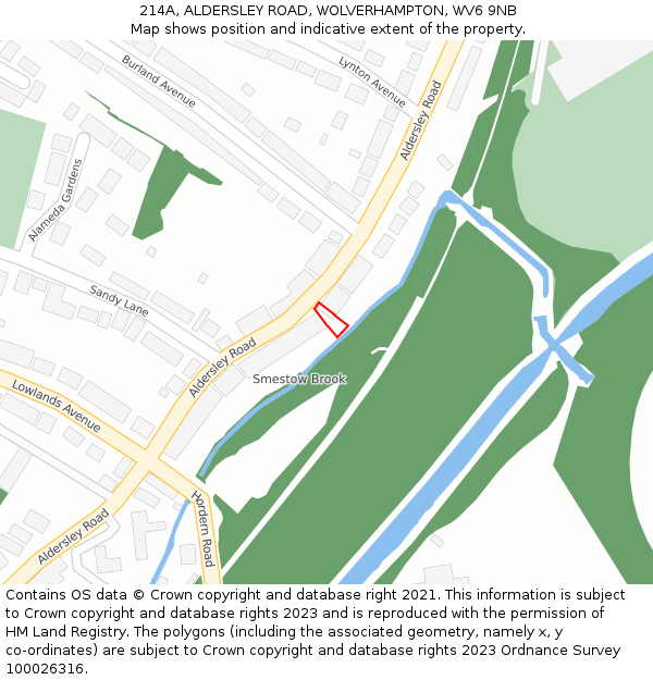 214A, ALDERSLEY ROAD, WOLVERHAMPTON, WV6 9NB: Location map and indicative extent of plot