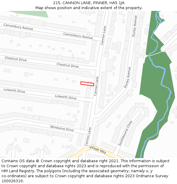 215, CANNON LANE, PINNER, HA5 1JA: Location map and indicative extent of plot