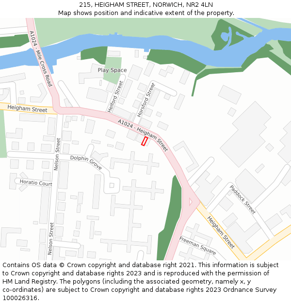 215, HEIGHAM STREET, NORWICH, NR2 4LN: Location map and indicative extent of plot