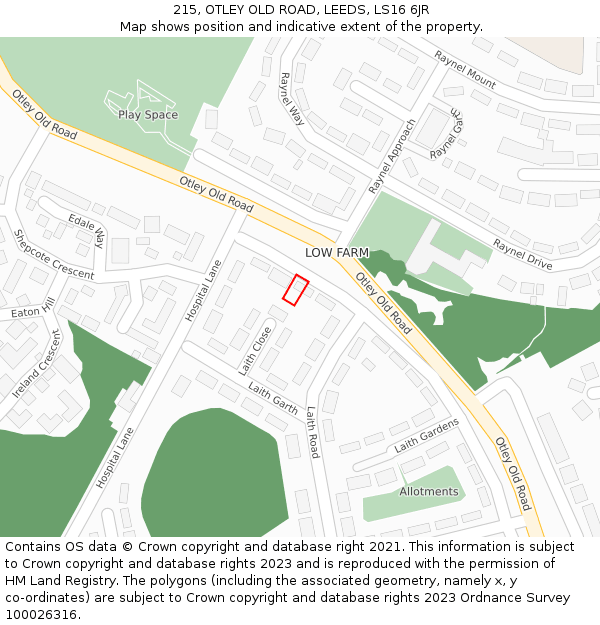 215, OTLEY OLD ROAD, LEEDS, LS16 6JR: Location map and indicative extent of plot