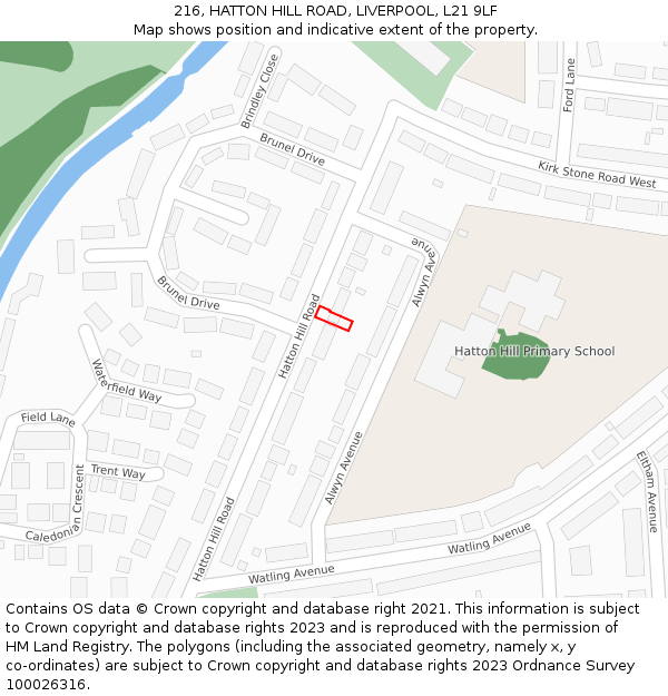 216, HATTON HILL ROAD, LIVERPOOL, L21 9LF: Location map and indicative extent of plot