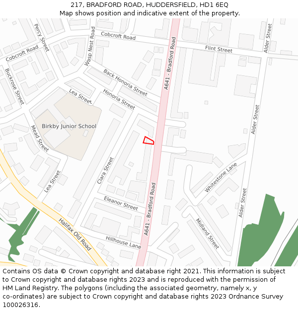 217, BRADFORD ROAD, HUDDERSFIELD, HD1 6EQ: Location map and indicative extent of plot