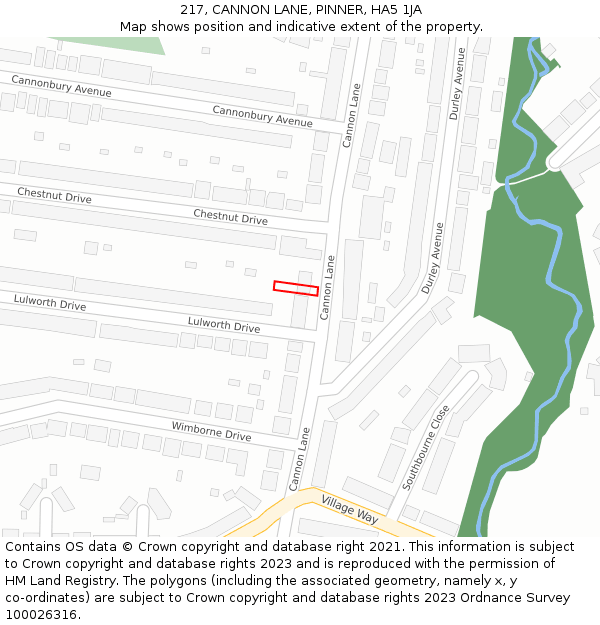 217, CANNON LANE, PINNER, HA5 1JA: Location map and indicative extent of plot