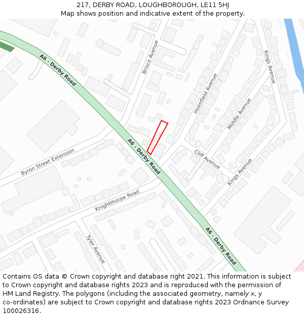 217, DERBY ROAD, LOUGHBOROUGH, LE11 5HJ: Location map and indicative extent of plot