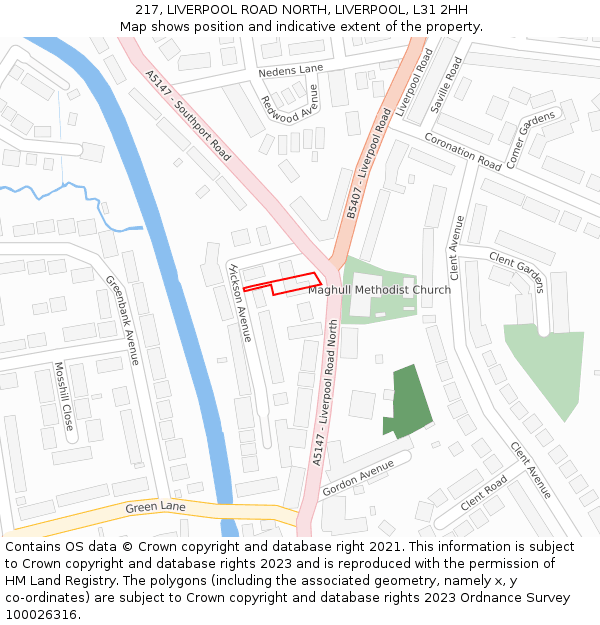 217, LIVERPOOL ROAD NORTH, LIVERPOOL, L31 2HH: Location map and indicative extent of plot