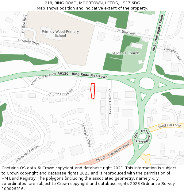 218, RING ROAD, MOORTOWN, LEEDS, LS17 6DG: Location map and indicative extent of plot