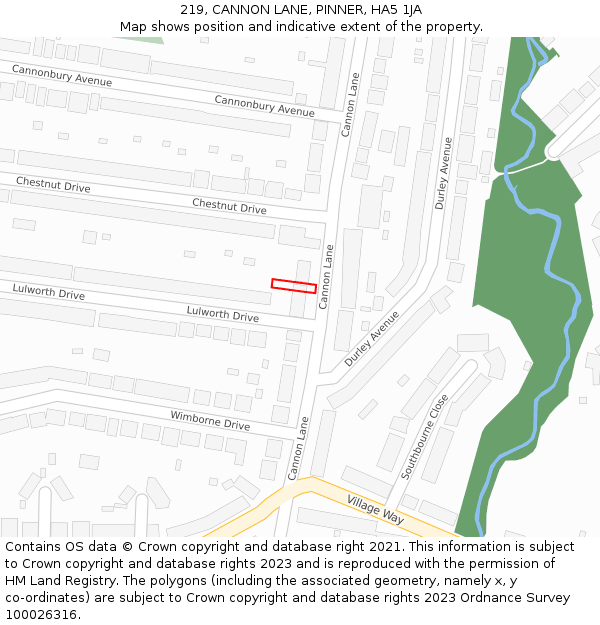 219, CANNON LANE, PINNER, HA5 1JA: Location map and indicative extent of plot
