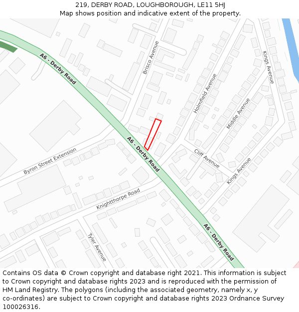 219, DERBY ROAD, LOUGHBOROUGH, LE11 5HJ: Location map and indicative extent of plot
