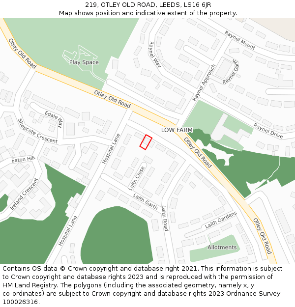 219, OTLEY OLD ROAD, LEEDS, LS16 6JR: Location map and indicative extent of plot