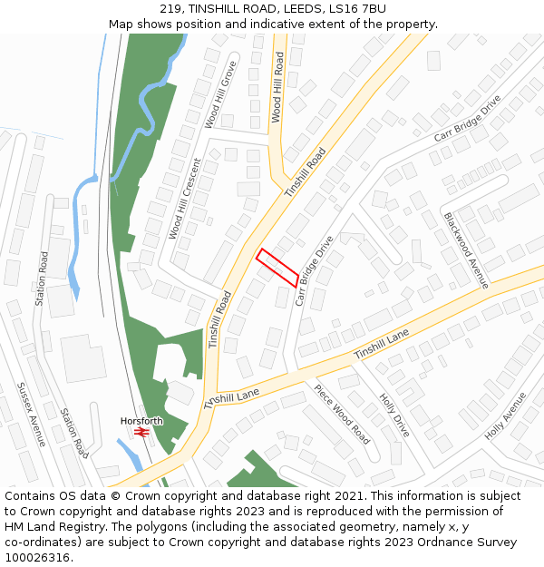 219, TINSHILL ROAD, LEEDS, LS16 7BU: Location map and indicative extent of plot