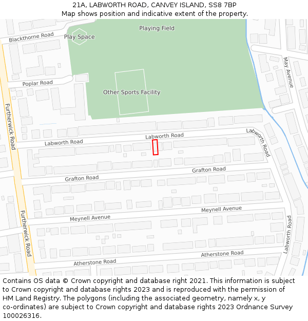21A, LABWORTH ROAD, CANVEY ISLAND, SS8 7BP: Location map and indicative extent of plot