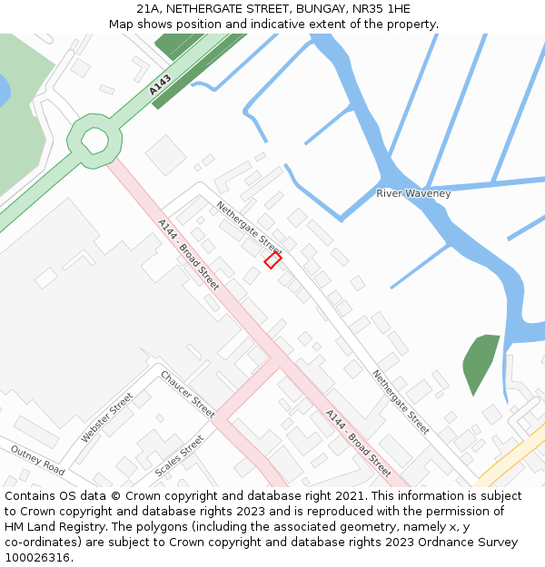 21A, NETHERGATE STREET, BUNGAY, NR35 1HE: Location map and indicative extent of plot