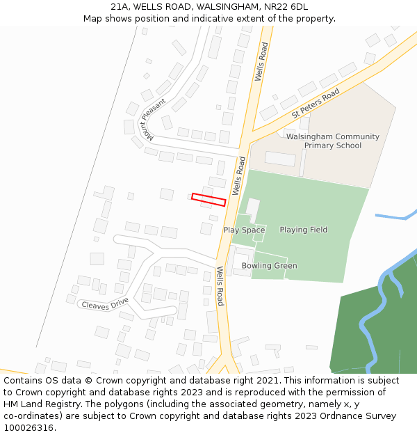 21A, WELLS ROAD, WALSINGHAM, NR22 6DL: Location map and indicative extent of plot