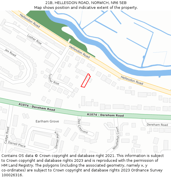21B, HELLESDON ROAD, NORWICH, NR6 5EB: Location map and indicative extent of plot
