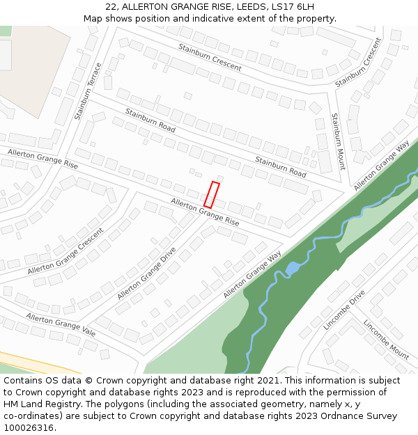 22, ALLERTON GRANGE RISE, LEEDS, LS17 6LH: Location map and indicative extent of plot