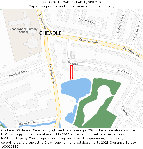 22, ARGYLL ROAD, CHEADLE, SK8 2LQ: Location map and indicative extent of plot