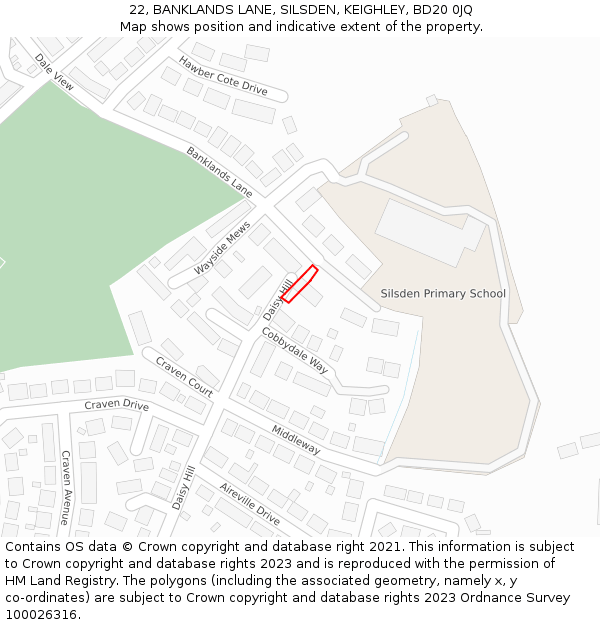 22, BANKLANDS LANE, SILSDEN, KEIGHLEY, BD20 0JQ: Location map and indicative extent of plot