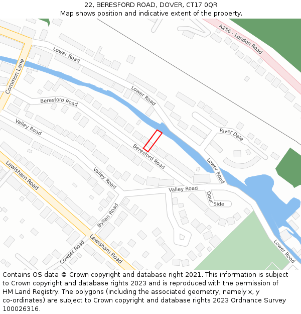 22, BERESFORD ROAD, DOVER, CT17 0QR: Location map and indicative extent of plot