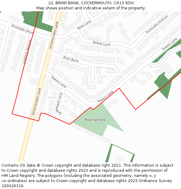 22, BRIAR BANK, COCKERMOUTH, CA13 9DN: Location map and indicative extent of plot