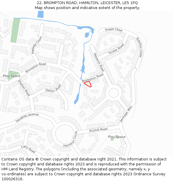 22, BROMPTON ROAD, HAMILTON, LEICESTER, LE5 1PQ: Location map and indicative extent of plot