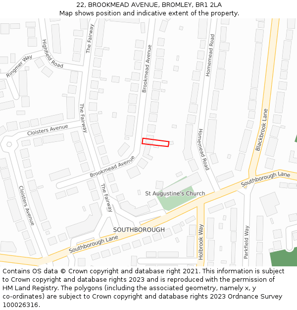 22, BROOKMEAD AVENUE, BROMLEY, BR1 2LA: Location map and indicative extent of plot