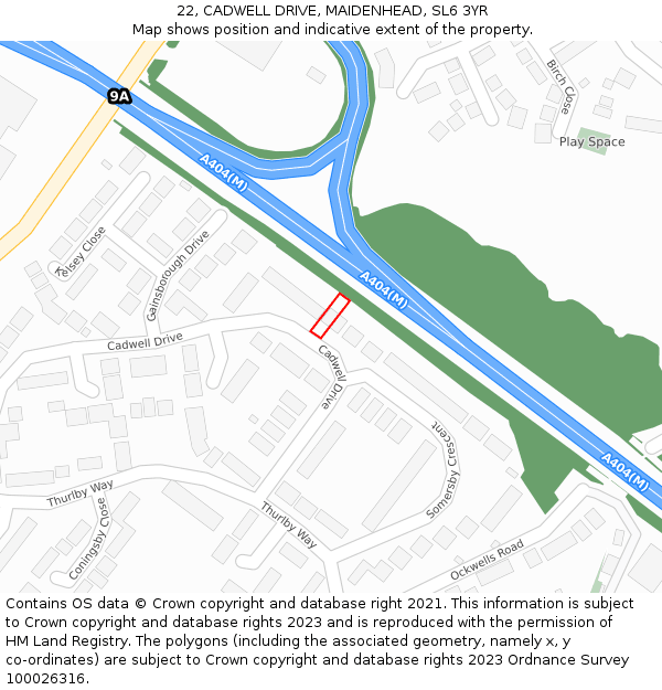 22, CADWELL DRIVE, MAIDENHEAD, SL6 3YR: Location map and indicative extent of plot