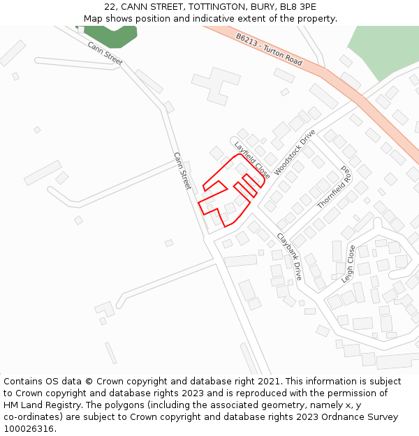 22, CANN STREET, TOTTINGTON, BURY, BL8 3PE: Location map and indicative extent of plot