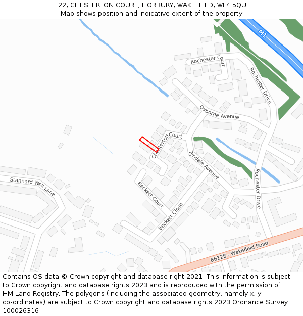 22, CHESTERTON COURT, HORBURY, WAKEFIELD, WF4 5QU: Location map and indicative extent of plot