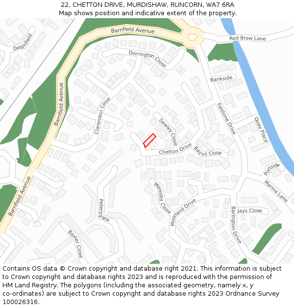 22, CHETTON DRIVE, MURDISHAW, RUNCORN, WA7 6RA: Location map and indicative extent of plot