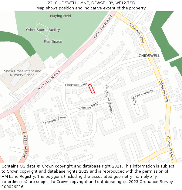 22, CHIDSWELL LANE, DEWSBURY, WF12 7SD: Location map and indicative extent of plot