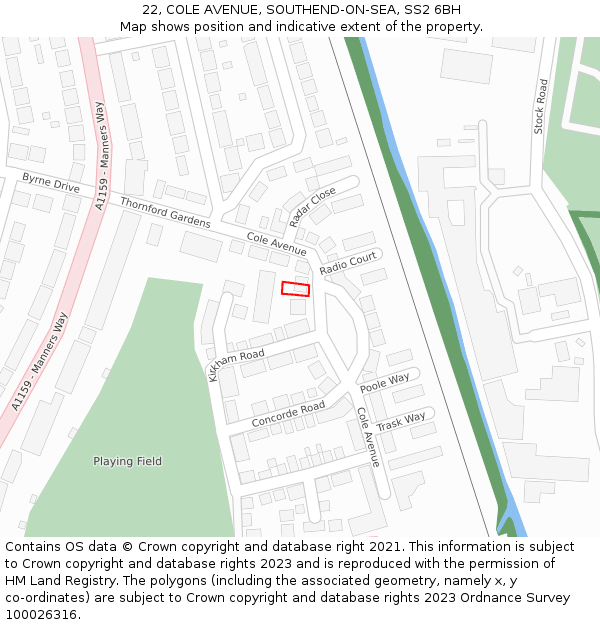 22, COLE AVENUE, SOUTHEND-ON-SEA, SS2 6BH: Location map and indicative extent of plot