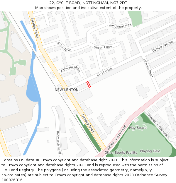 22, CYCLE ROAD, NOTTINGHAM, NG7 2DT: Location map and indicative extent of plot